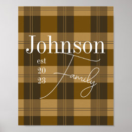 Poster Nome da Família de Xadrezes Personalizadas Brown