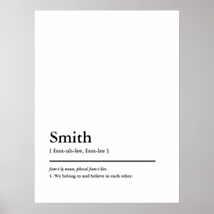 Poster Nome da Família Personalizada e Definição de Di