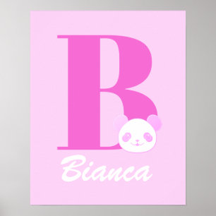 Poster Nome da Menina Letra Personalizada em Rosa