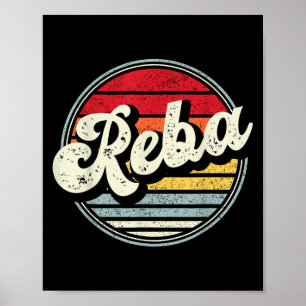 Poster Nome da Vintage Reba Estilo Retroativo 70s 80s Pri