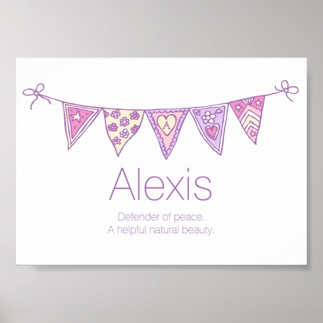 Poster Nome de Alexis que significa molho roxo desenhado  (Frente)
