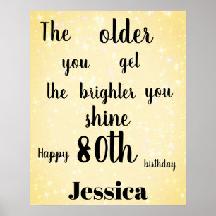 Poster Nome de Aniversário do 80 de Disparador Dourado