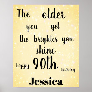 Poster Nome de Aniversário do Sparkle 90 Dourado