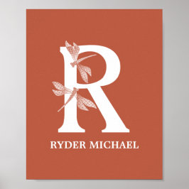 Poster Nome de cor personalizado Monograma - Letra R Drag