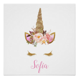 Póster Nome de Criança de Unicórnio Enfermeiro Mágico Flo