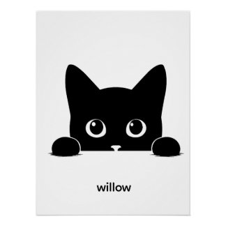 Póster Nome de Estimação de Gato Fofo Personalizado