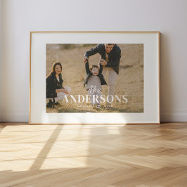 Poster Nome de Família Personalizado Foto Moderna Minimal