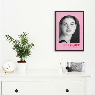 Póster Nome de foto personalizado amor minimalista rosa v