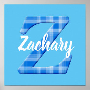 Poster Nome de Menino Personalizado Xadrez Letra Z