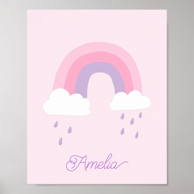 Poster Nome de Nuvens Chuvosas Arco-íris Rosa Roxo Capric (Frente)