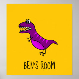Poster Nome de quarto de menino Dinossauro de desenho ani
