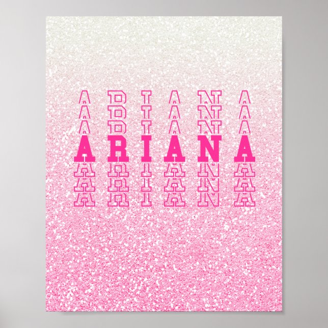 Poster Nome de Repetição Personalizada Ariana Rosa (Frente)