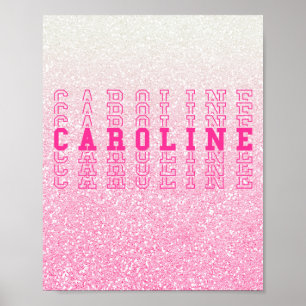 Poster Nome de repetição personalizada Caroline Pink