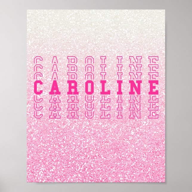 Poster Nome de repetição personalizada Caroline Pink (Frente)