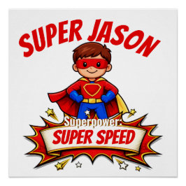 Póster Nome de Super-Herói Personalizado para Crianças