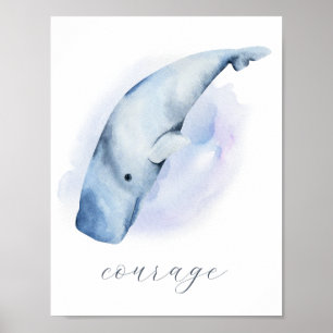 Poster Nome de Texto Personalizado Baleia Cachalote Azul 