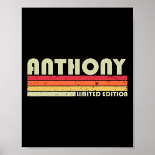 Poster Nome do Anthony Retro Personalizado Vintage 80s 90