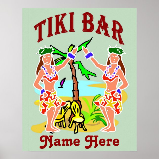 Poster Nome do Bar Sinal de Tiki (Frente)