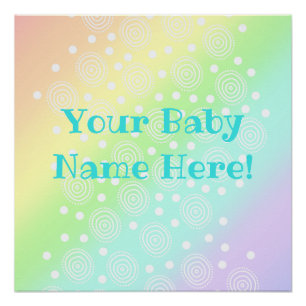 Póster Nome do bebê personalizado Pastel Rainbow Nursery