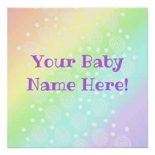 Póster Nome do bebê personalizado Pastel Rainbow Nursery