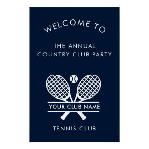 Póster Nome do Clube de Campo Eventos de Tênis Azul Marin
