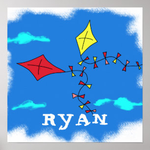 Poster Nome do Kite Yellow Red Sky Cloud Drake Kid
