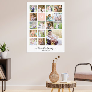 Poster Nome do Monograma Calliografia White 16 Colagem de