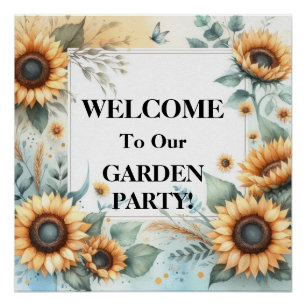 Póster Nome do monograma cor d'água pastel de girassol fl