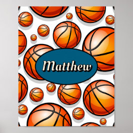 Poster nome do padrão de basquete 