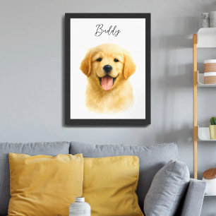 Poster Nome do Script de Retrato de Cachorro de Aquarela