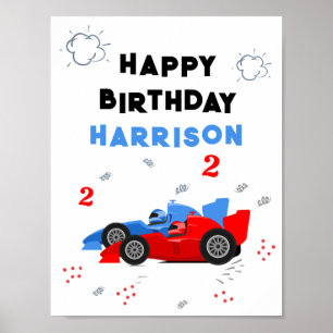 Poster Nome dos Carros de Corrida de Duas Crianças de seg