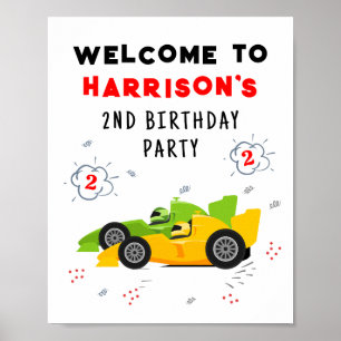 Poster Nome dos Carros de Corrida de Duas Crianças de seg