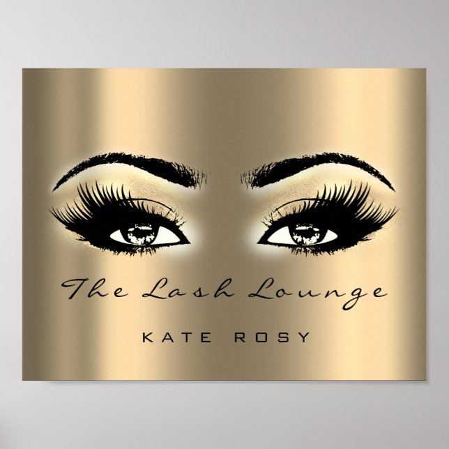 Poster Nome Dourado Makeup Artist Beauty Studio Lashes (Frente)