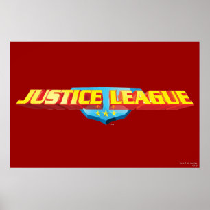 Póster Nome fino e logotipo de blindagem da Liga da Justi