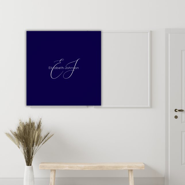Póster nome minimalista clássico azul e branco personaliz (Criador carregado)