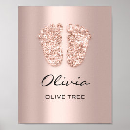 Poster Nome Olivia Significa Novo Rosa De Pé De Bebê Pres
