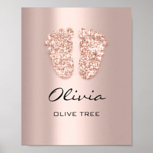 Poster Nome Olivia Significa Novo Rosa De Pé De Bebê Pres