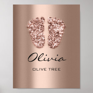 Poster Nome Olivia Significa Rosa De Pés-Bebês Dourado