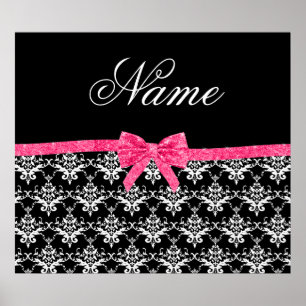 Póster Nome personalizado arco brilhante preto branco dam