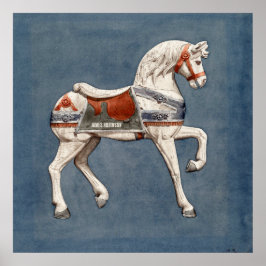 Poster Nome personalizado | Arte de Cavalo de Wooden Caro