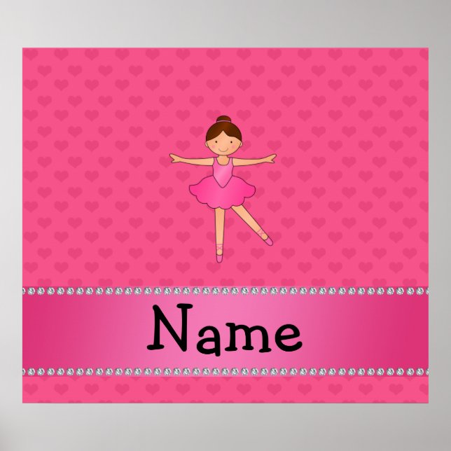 Póster Nome personalizado bailarina cor-de-rosa (Frente)