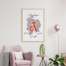 Poster Nome Personalizado Balé Ponteiro Calçados Ballerin