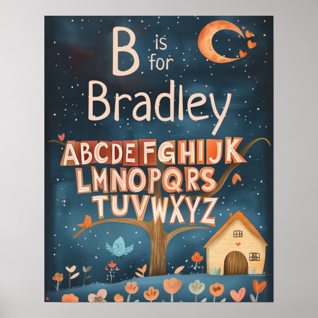 Poster Nome Personalizado Bebês - Alphabet (Frente)