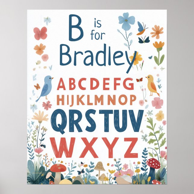 Poster Nome Personalizado Bebês - Alphabet (Frente)