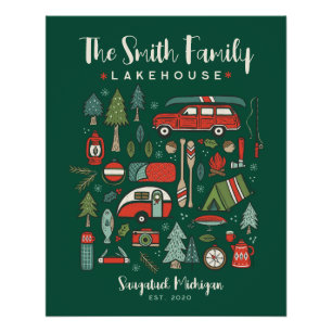 Póster Nome Personalizado Camping Natal
