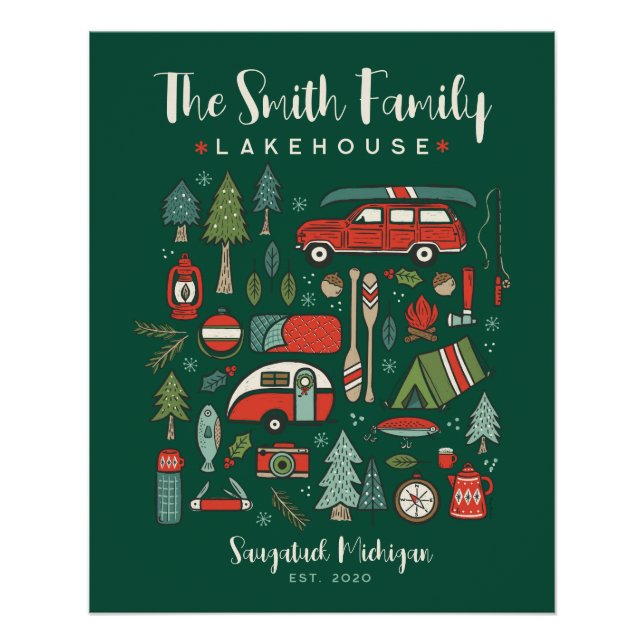 Póster Nome Personalizado Camping Natal (Frente)