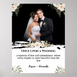 Poster Nome Personalizado Casamento Floral Branco