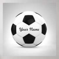 Nome Personalizado da Bola de Futebol Preta e Bran