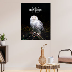 Poster Nome personalizado da coruja de neve majestosa de