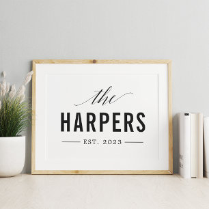 Poster Nome Personalizado da Família Ano Estabelecido Imp